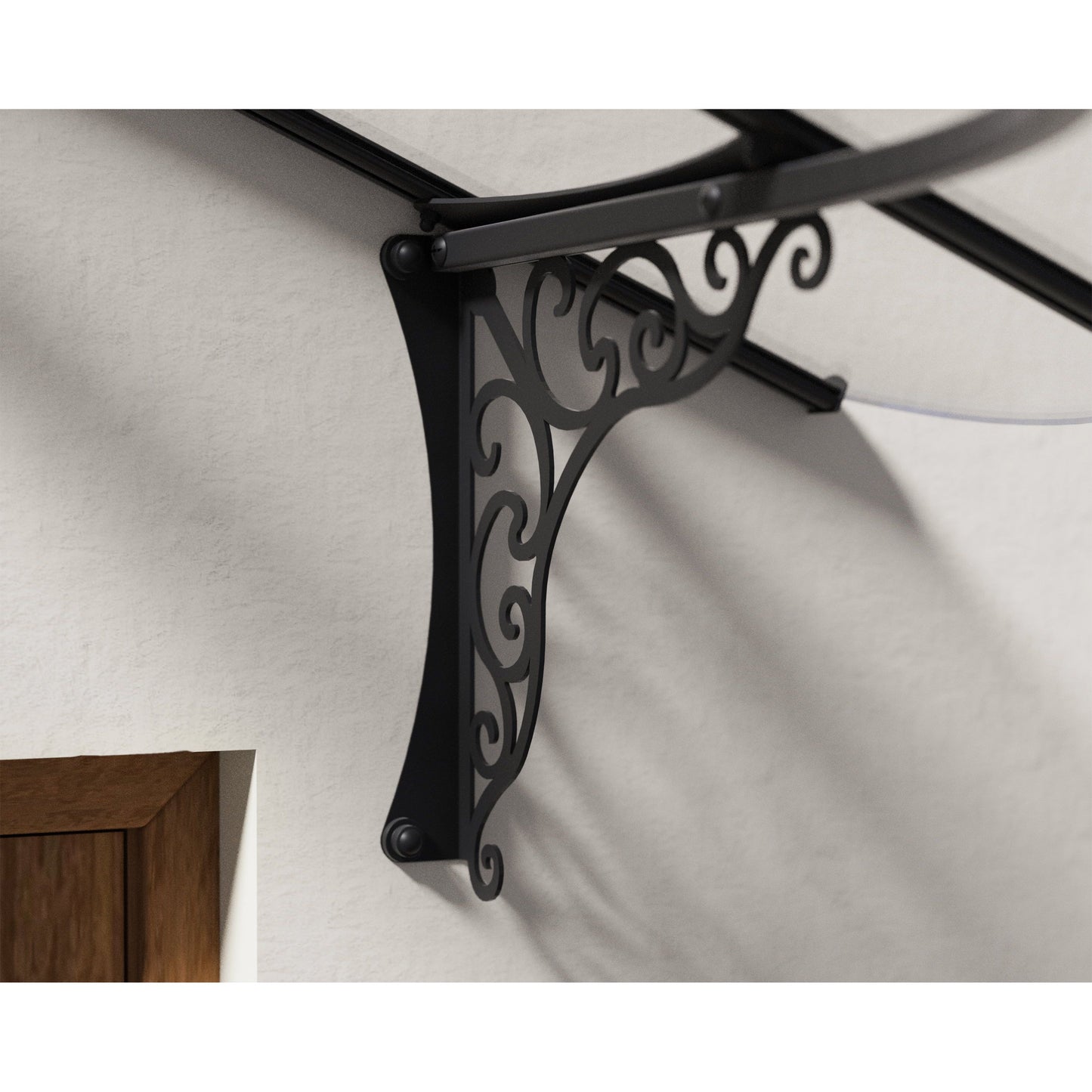 Canopia Iris Door Canopy - Black Aluminium Frame & Clear Polycarbonate