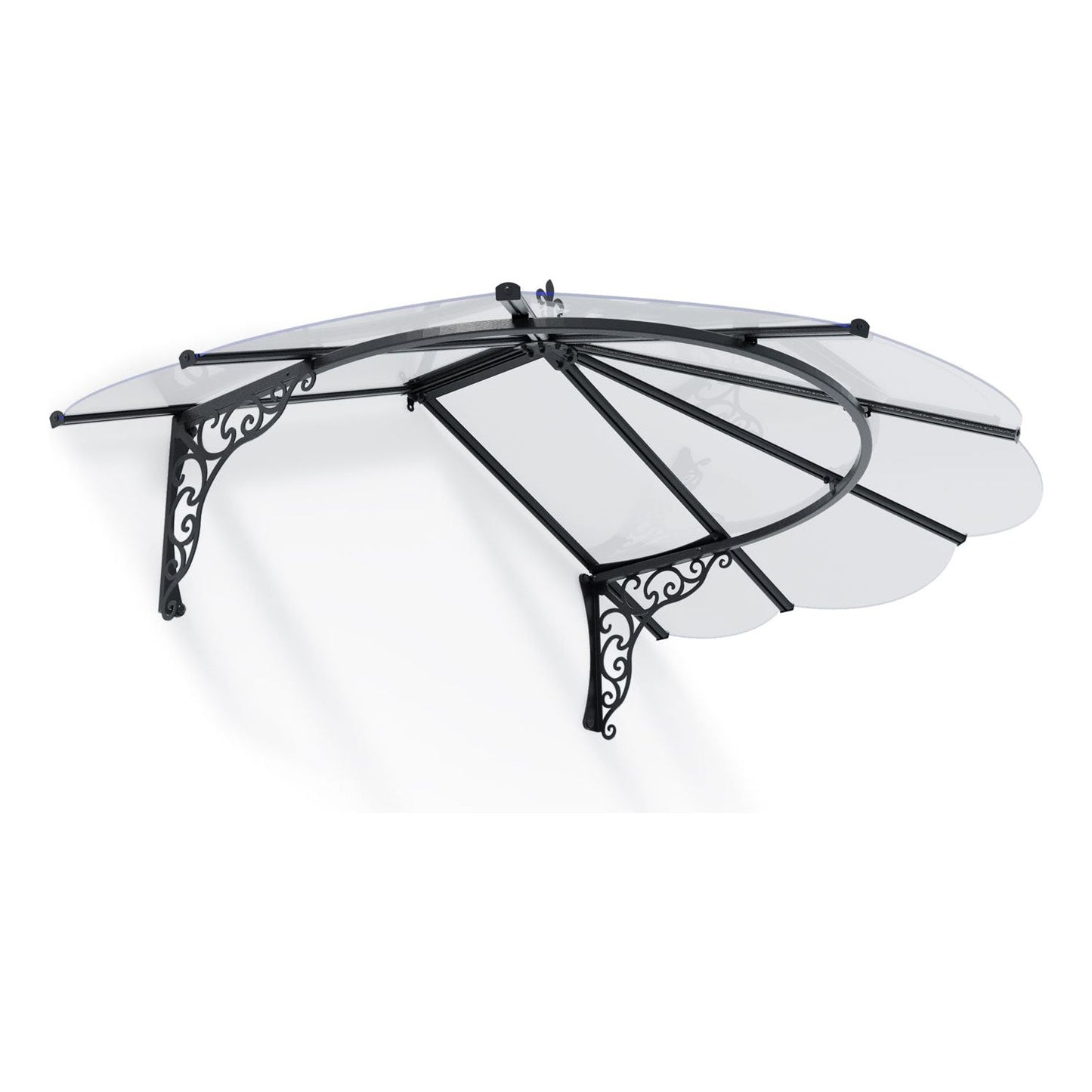 Canopia Iris Door Canopy - Black Aluminium Frame & Clear Polycarbonate