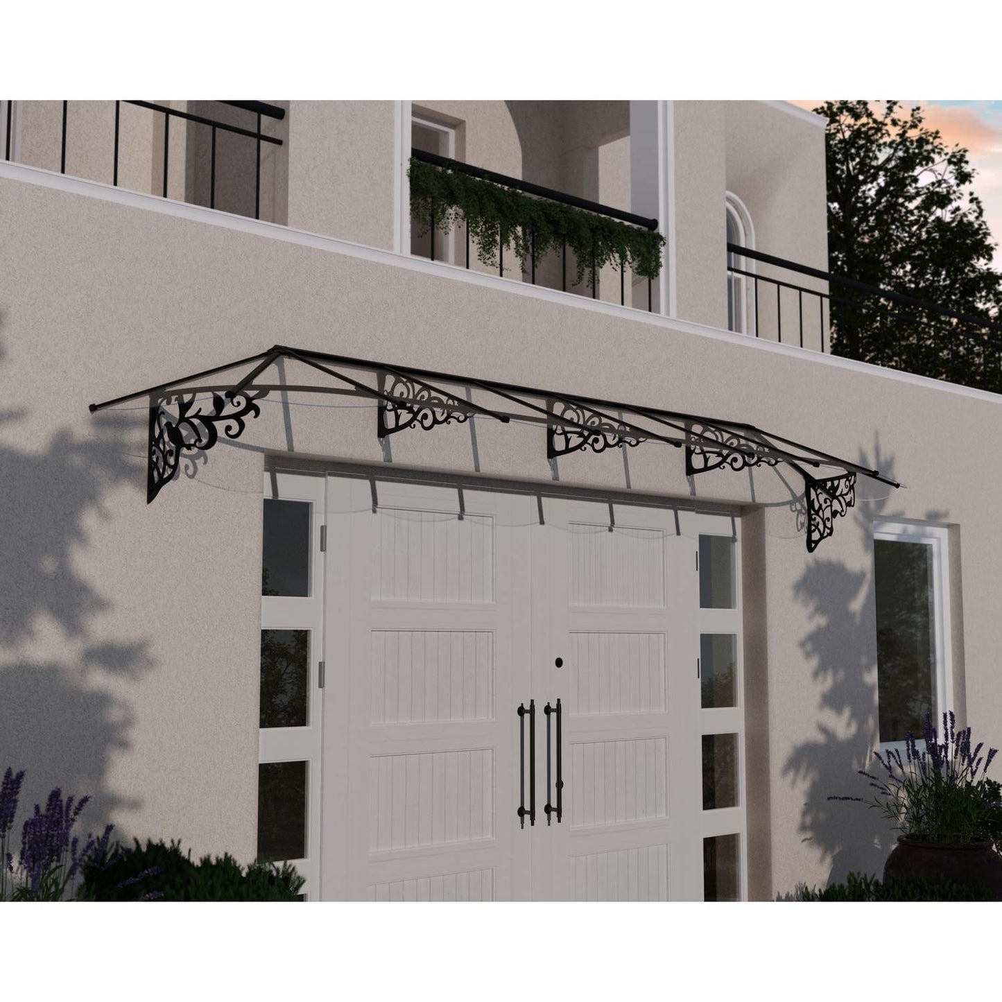 Canopia Lily Door Canopy - Black Aluminium Frame & Clear Polycarbonate