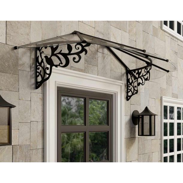 Canopia Lily Door Canopy - Black Aluminium Frame & Clear Polycarbonate