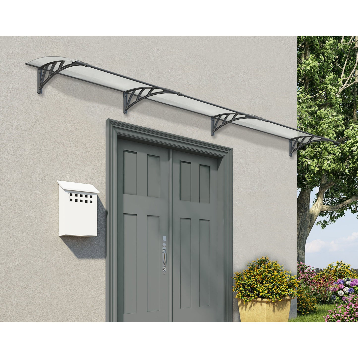 Canopia Neo Door Canopy - Grey Aluminium Frame & Twinwall Polycarbonate