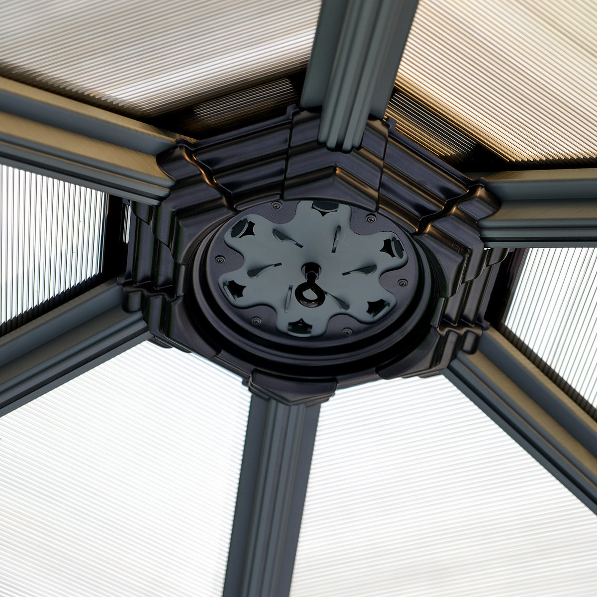 Canopia Grey Aluminium Roma Garden Hexagonal Gazebo with Polycarbonate Roof