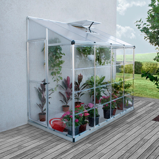 Canopia Lean-To Greenhouse - Silver Aluminium Frame & Clear Polycarbonate Panels