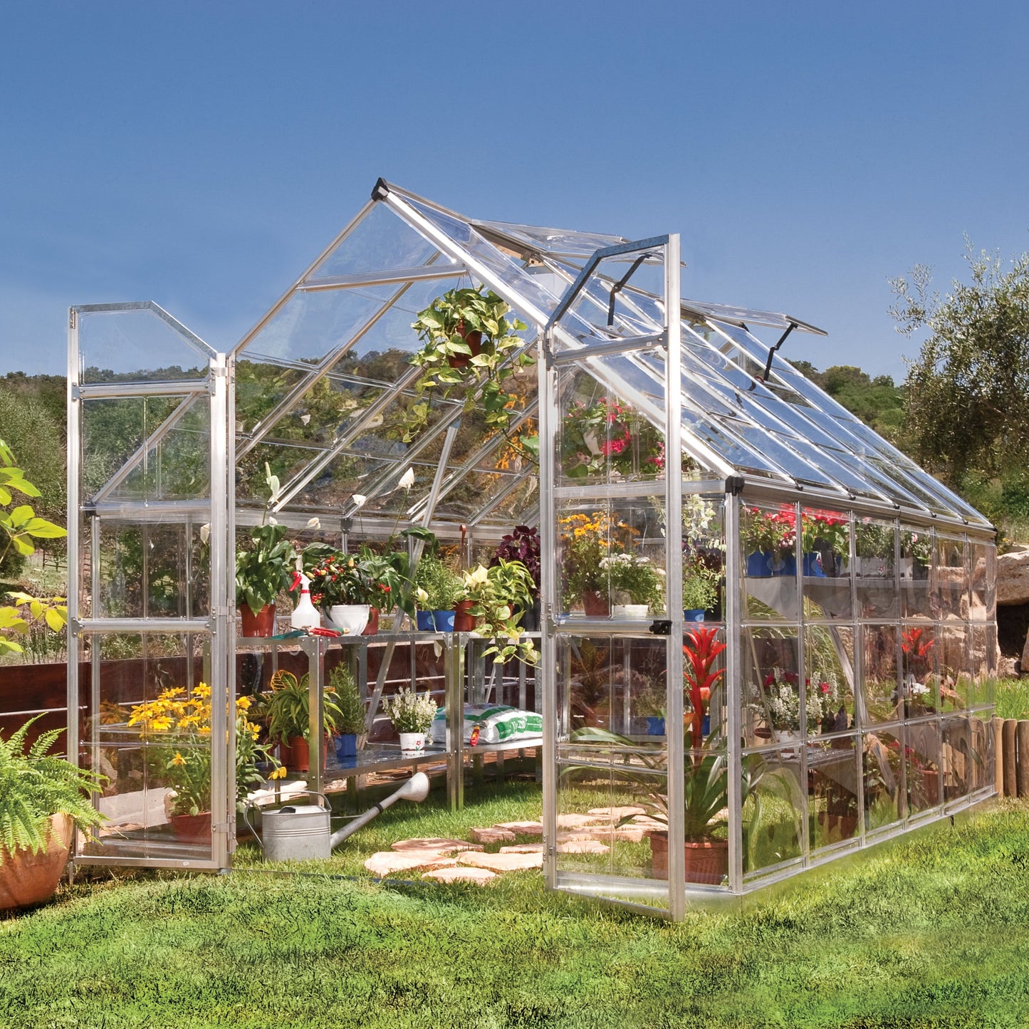 Canopia Octave Greenhouse - Silver Aluminium Frame & Clear Polycarbonate Panels