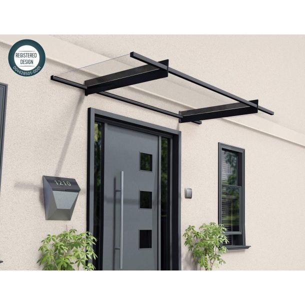 Canopia Nancy Door Canopy - Grey Aluminium Frame & Clear Polycarbonate