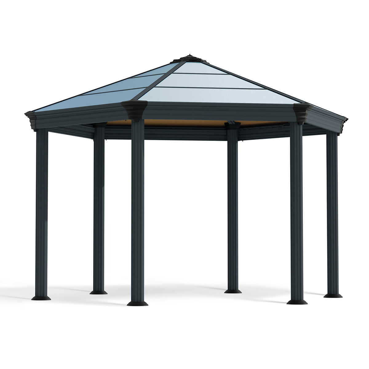 Canopia Grey Aluminium Roma Garden Hexagonal Gazebo with Polycarbonate Roof