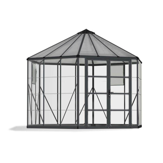 Canopia Oasis Hexagonal Greenhouse  - Grey Aluminium Frame & Hybrid Polycarbonate Panels