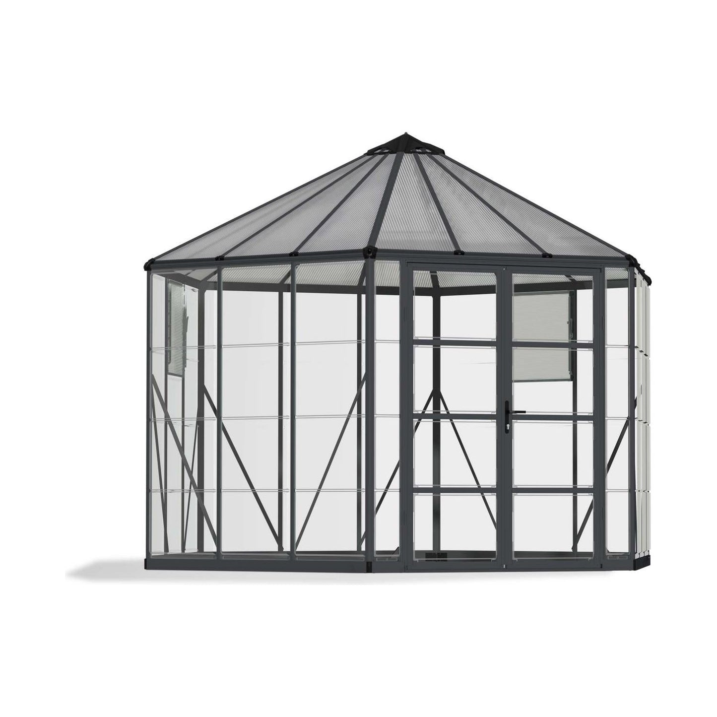 Canopia Oasis Hexagonal Greenhouse - Grey Aluminium Frame & Hybrid Polycarbonate Panels