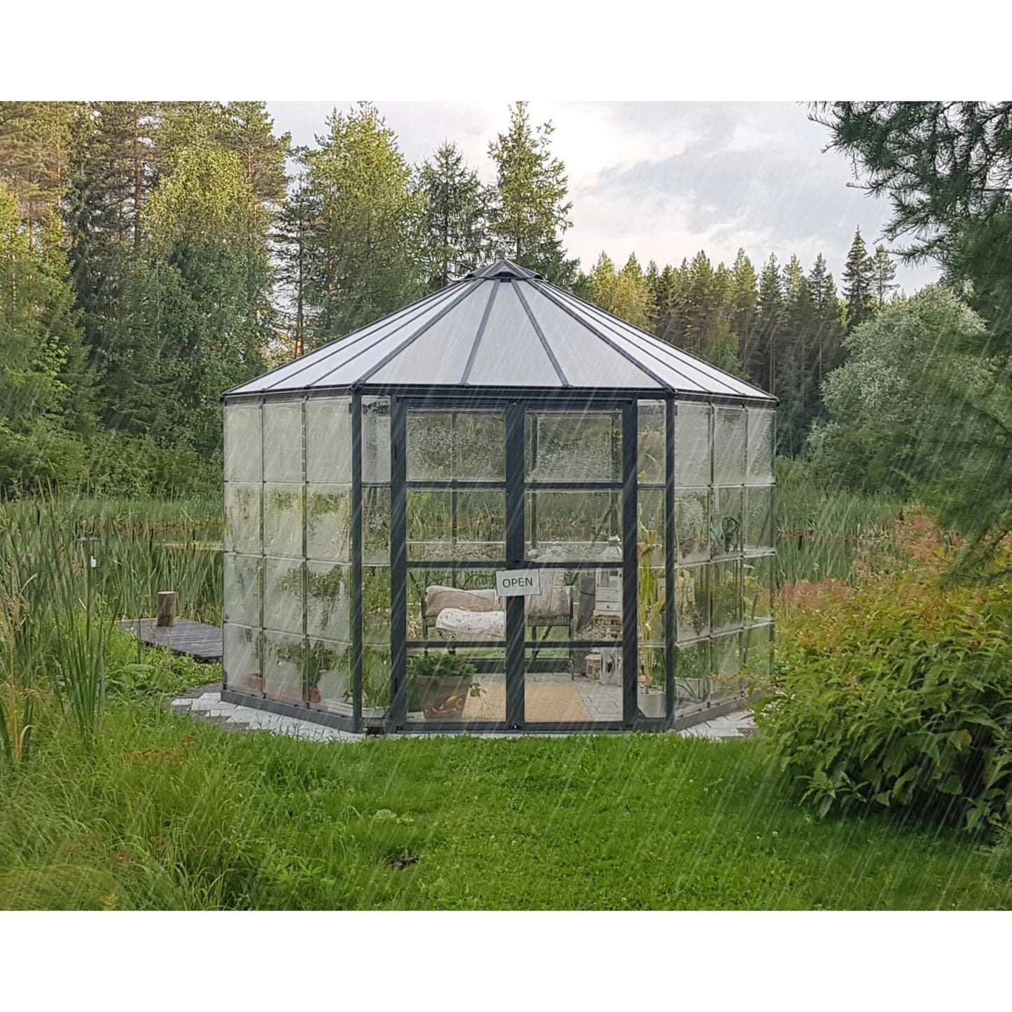 Canopia Oasis Hexagonal Greenhouse - Grey Aluminium Frame & Hybrid Polycarbonate Panels