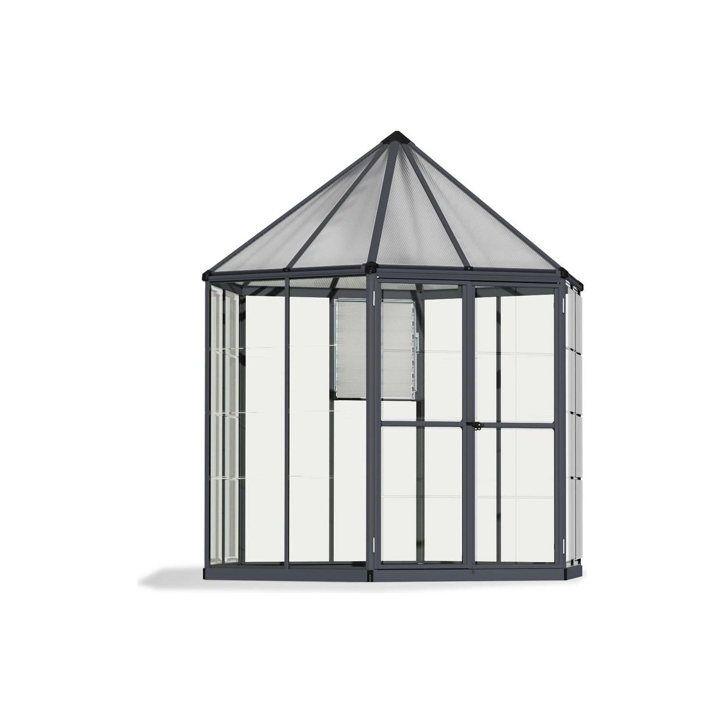 Canopia Oasis Hexagonal Greenhouse - Grey Aluminium Frame & Hybrid Polycarbonate Panels