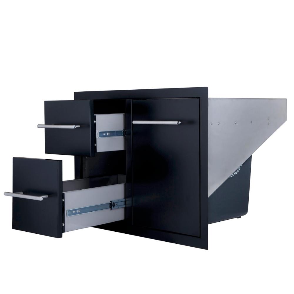 Sunstone Black Series 30″ Double Drawer Trash Combo