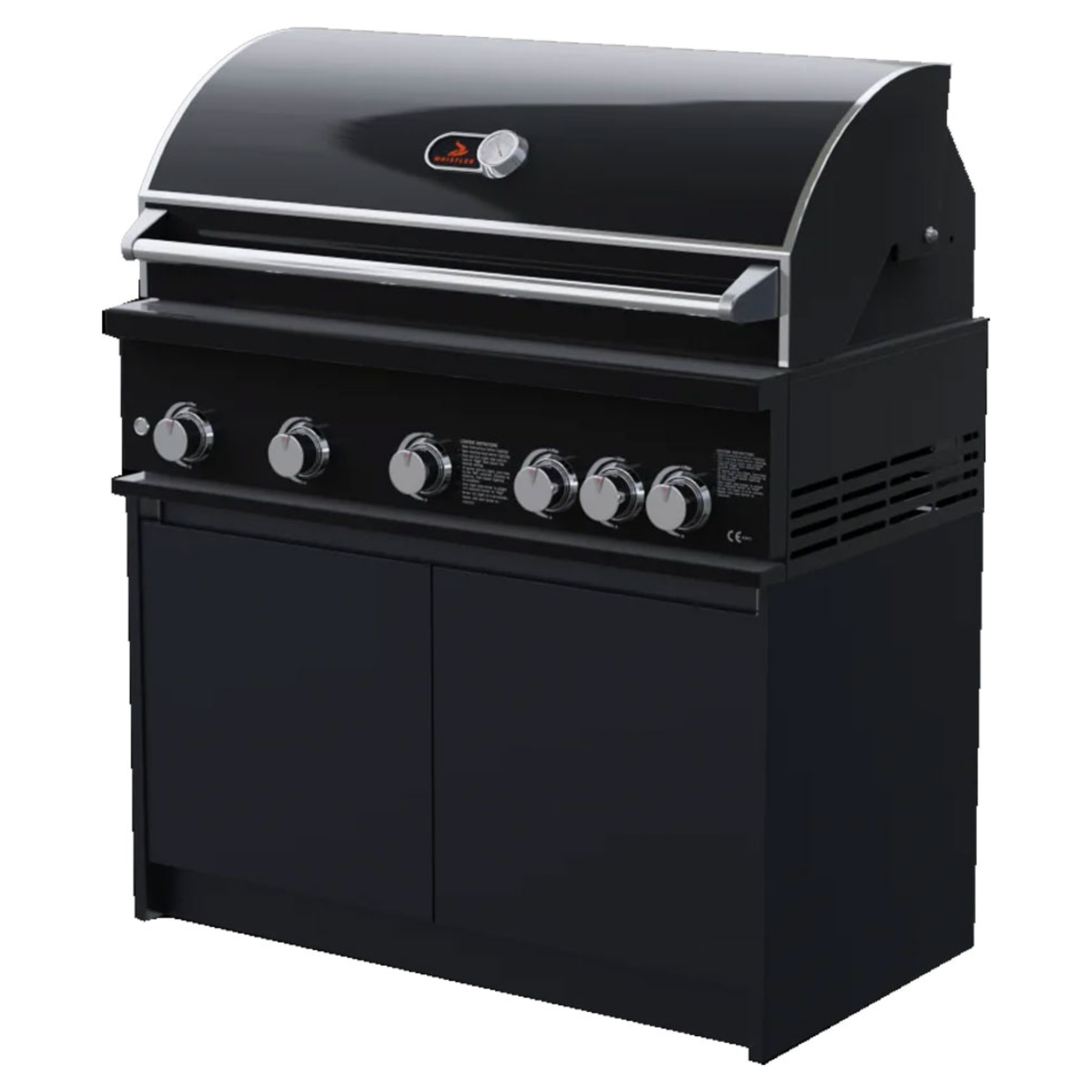 Whistler Fairford Black Outdoor Kitchen with Burford 5-Burner BBQ | 1.5m x 4.8m x 1.6m