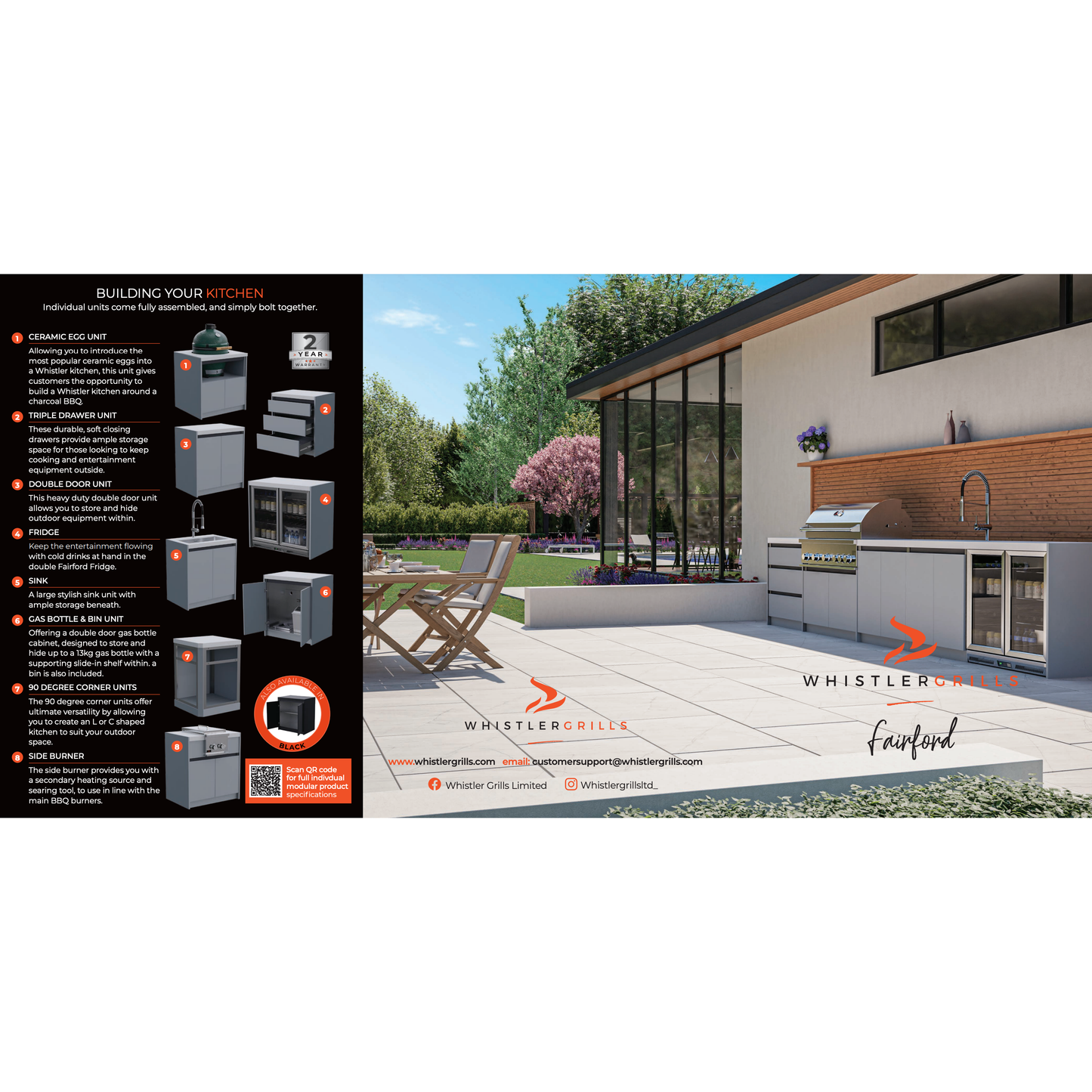 Whistler Fairford L-Shaped Grey Outdoor Kitchen | 2.3m x 4m