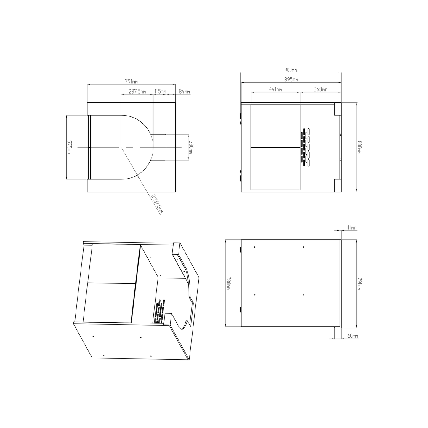 Whistler Fairford Outdoor Kitchen Grey Kamado Cabinet 80cm