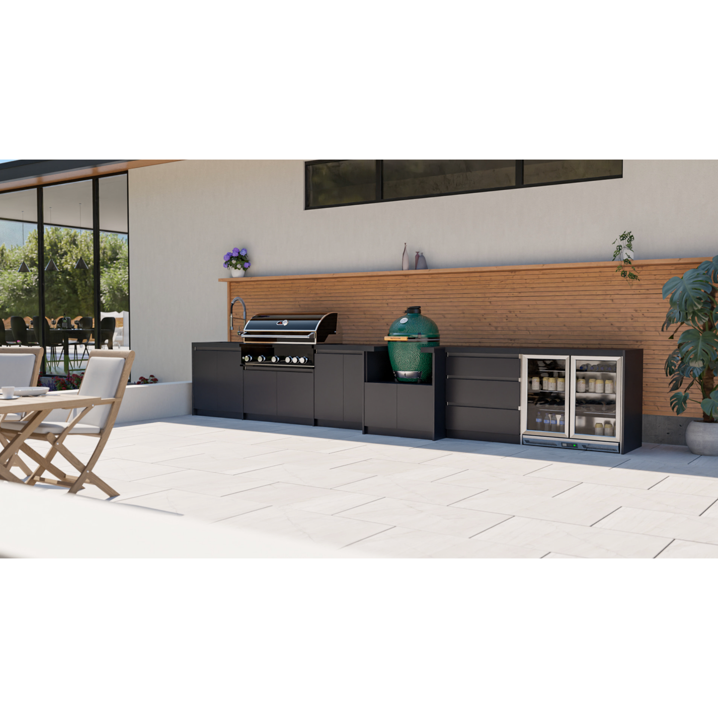 Whistler Fairford Black Outdoor Kitchen with Burford 5 Burner BBQ | 5.2M