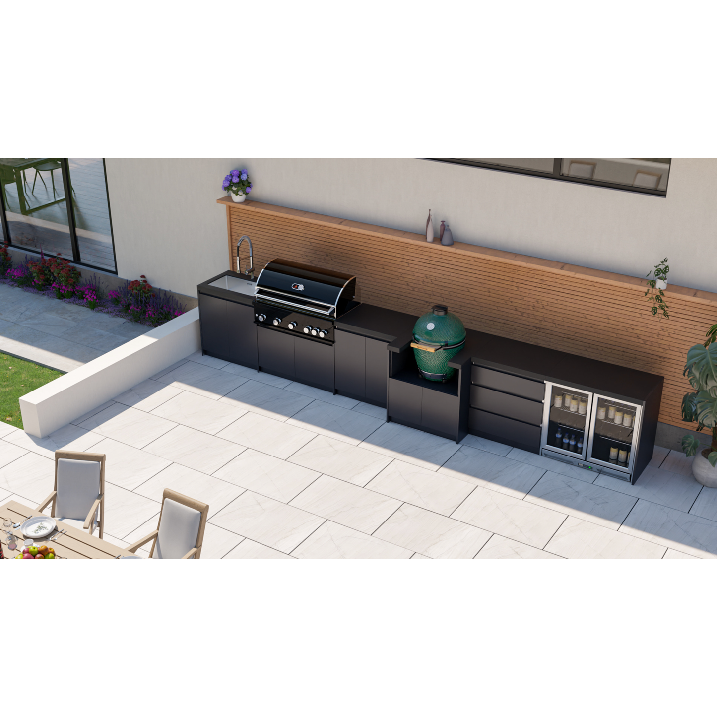 Whistler Fairford Black Outdoor Kitchen with Burford 5 Burner BBQ | 5.2M