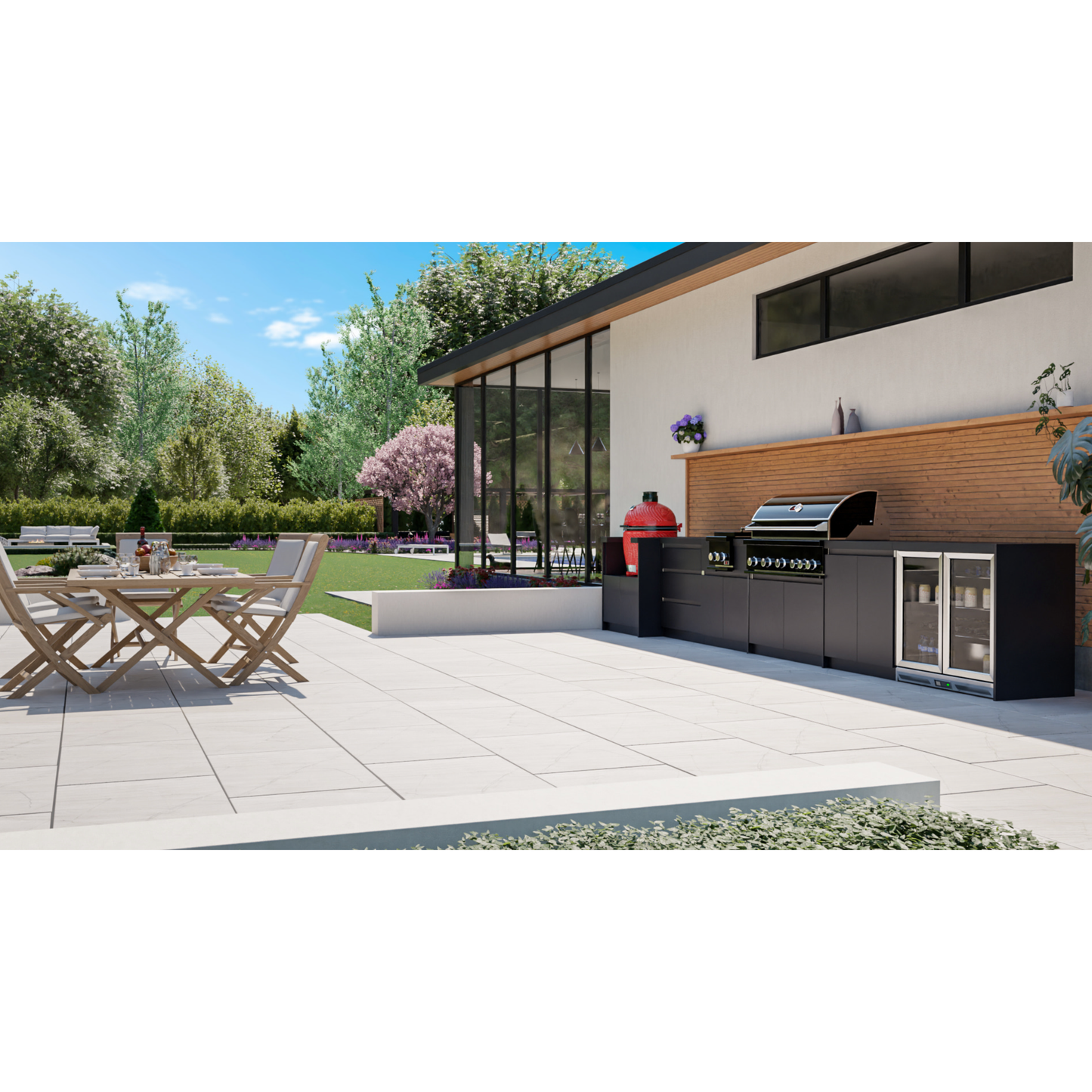 Whistler Fairford Black Outdoor Kitchen with Burford 5 Burner BBQ | 5.2m