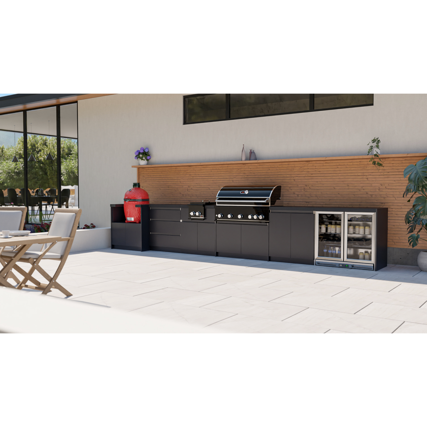 Whistler Fairford Black Outdoor Kitchen with Burford 5 Burner BBQ | 5.2m