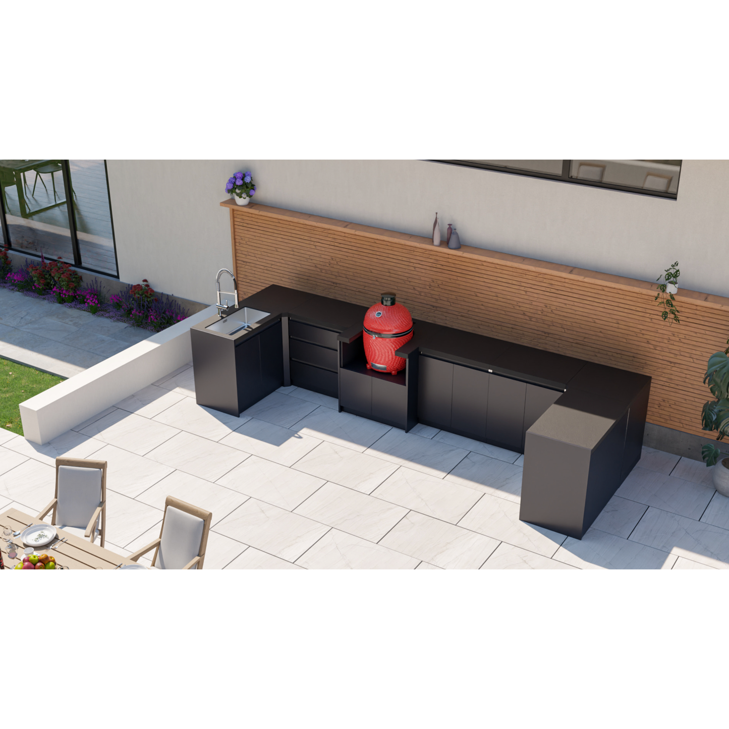 Whistler Fairford Black U-Shaped Outdoor Kitchen| 1.5m x 4.5mm x 1.6m
