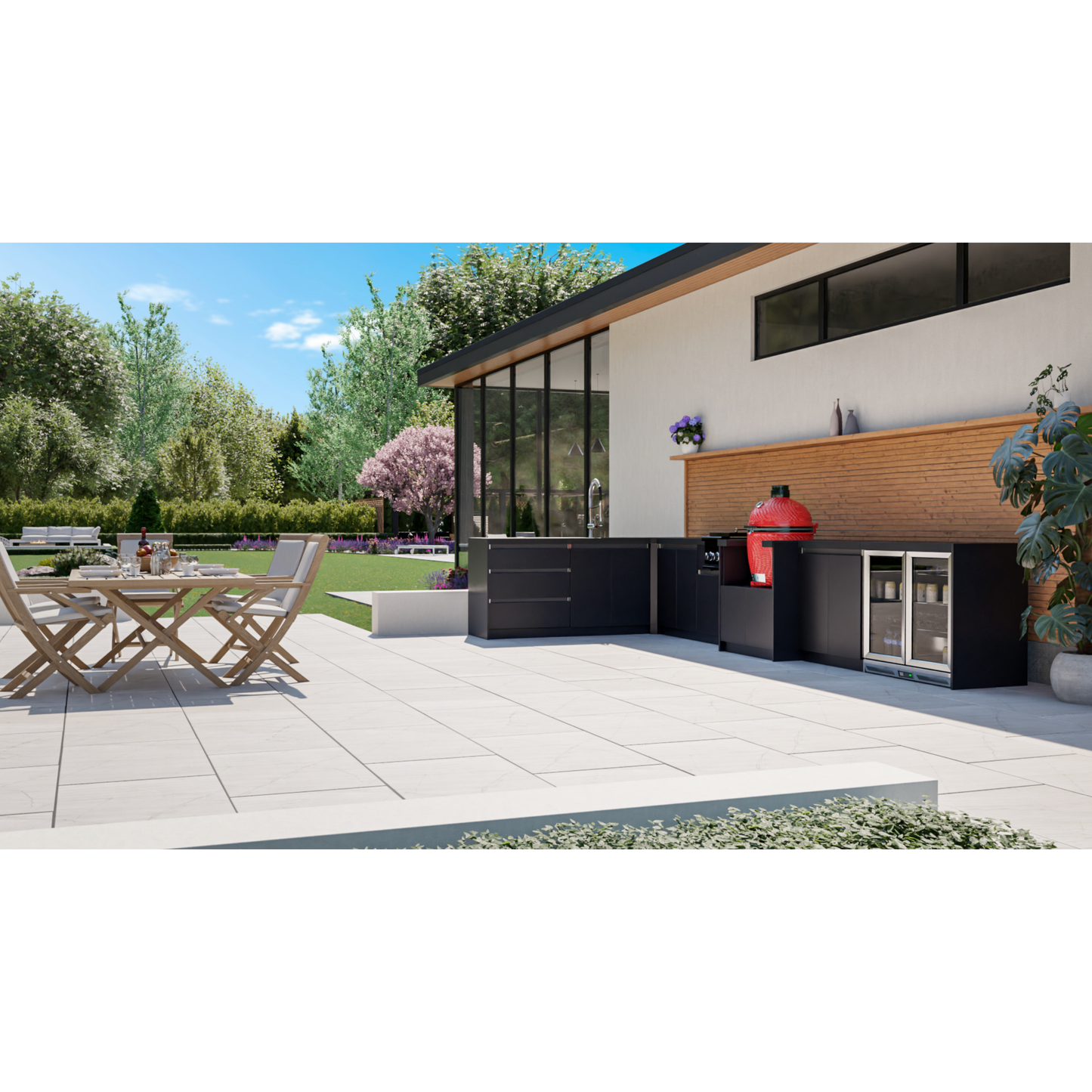 Whistler Fairford Black L-Shaped Outdoor Kitchen | 2.3m x 4.8m