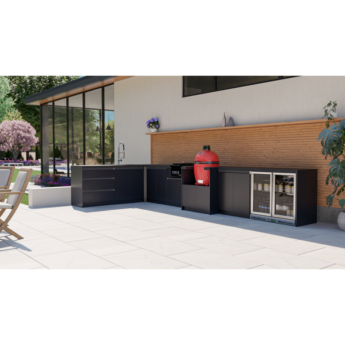 Whistler Fairford Black L-Shaped Outdoor Kitchen | 2.3m x 4.8m