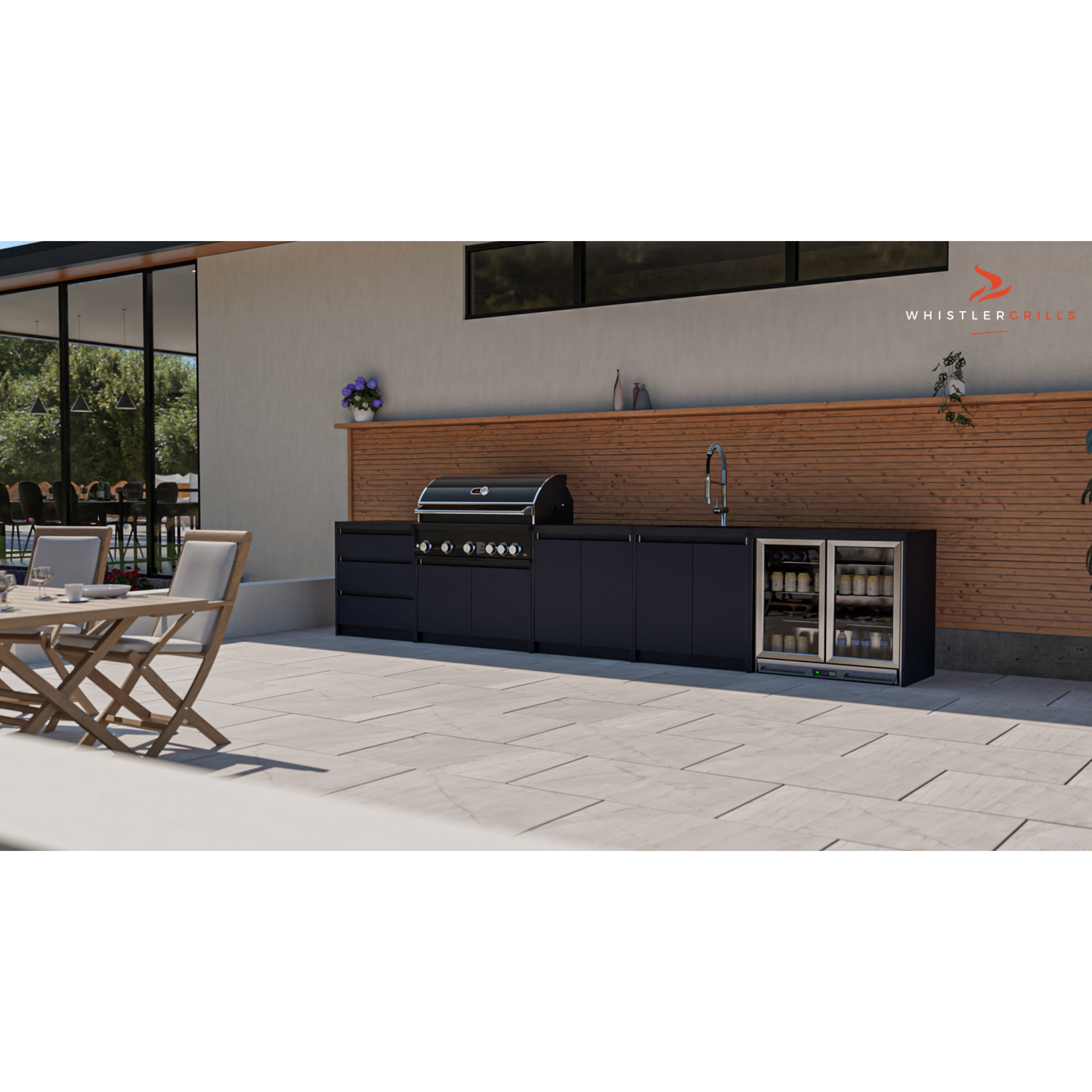 Whistler Fairford Black Outdoor Kitchen with Burford 5-Burner BBQ | 4.5M