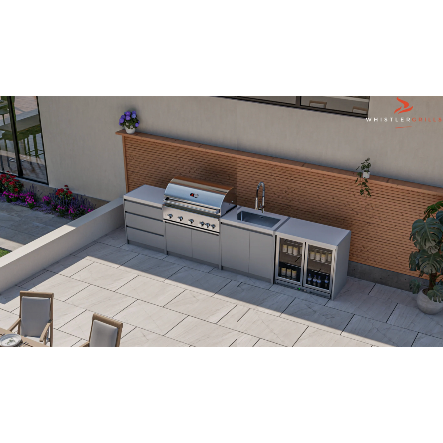 Whistler Fairford Grey Outdoor Kitchen with Burford 5-Burner BBQ | 3.6M