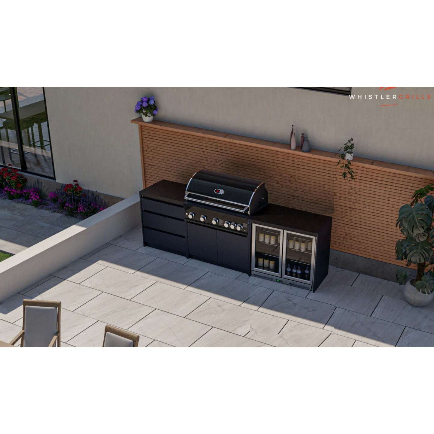 Whistler Fairford Black Outdoor Kitchen with Burford 5-Burner BBQ | 2.8M