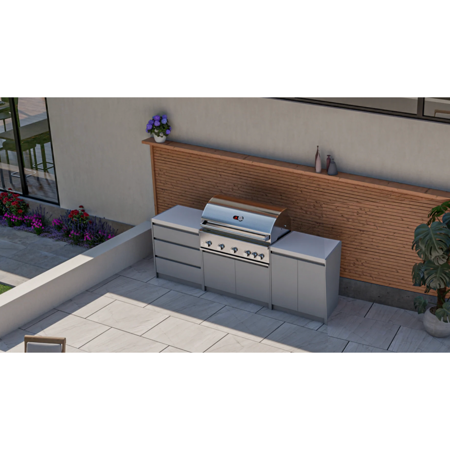 Whistler Fairford Grey Outdoor Kitchen with Burford 5-Burner BBQ | 2.7M