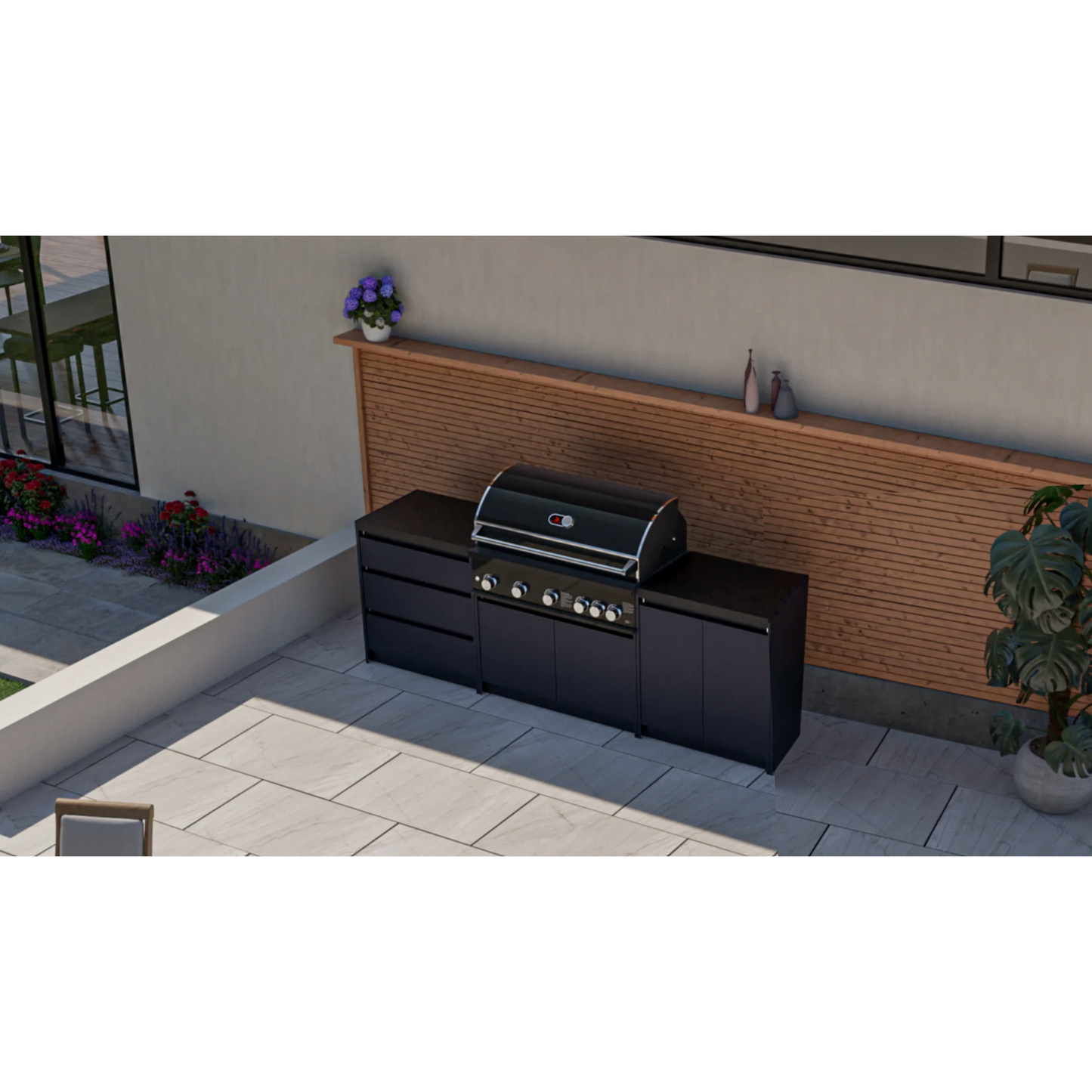 Whistler Fairford Black Outdoor Kitchen with Burford 5-Burner BBQ | 2.7M