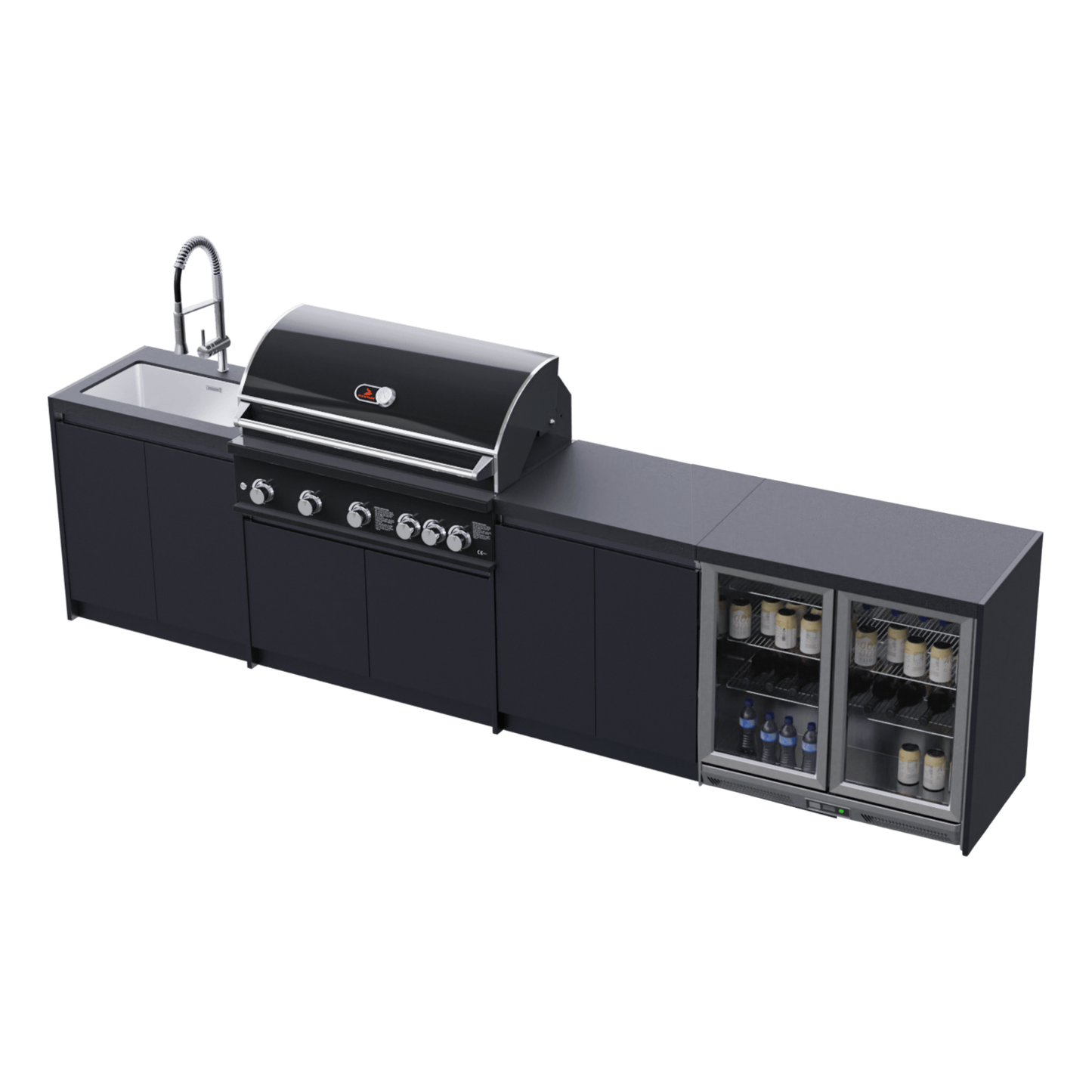 Whistler Fairford Black Outdoor Kitchen with Burford 5-Burner BBQ | 3.6M