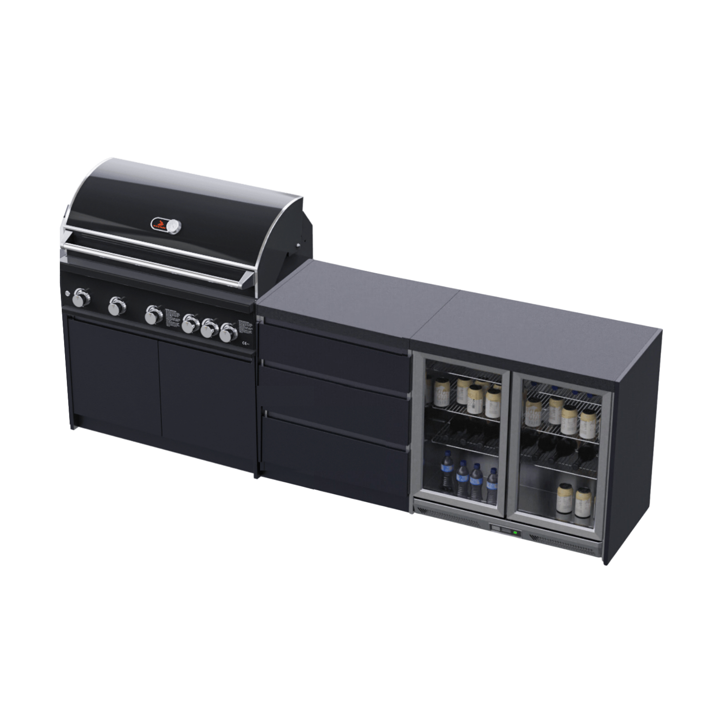 Whistler Fairford Black Outdoor Kitchen with Burford 5-Burner BBQ | 2.8M