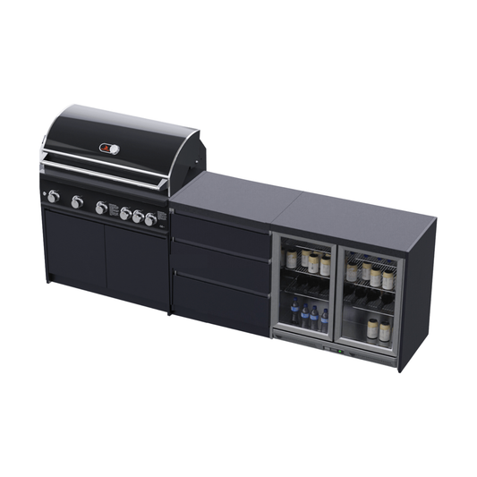 Whistler Fairford Black Outdoor Kitchen with Burford 5-Burner BBQ | 2.8M