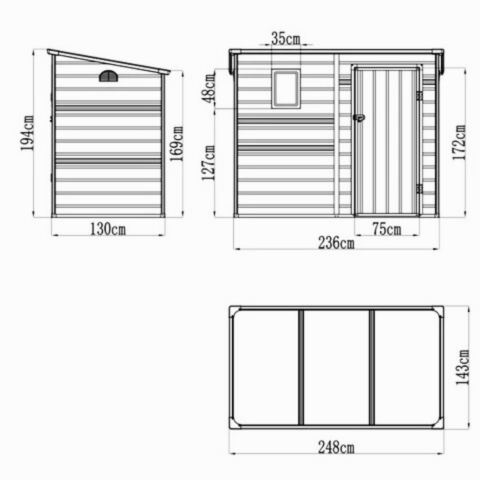 8x5 Lotus Oxonia Pent Plastic Shed Dark Grey With Floor