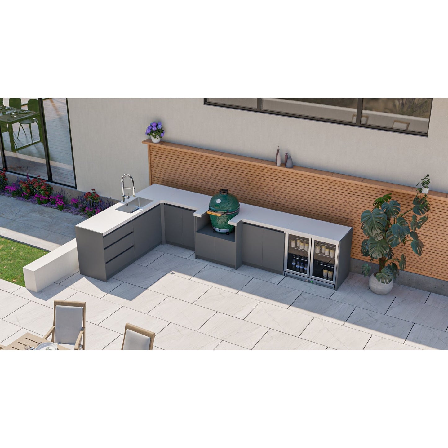 Whistler Fairford L-Shaped Grey Outdoor Kitchen | 2.3m x 4m