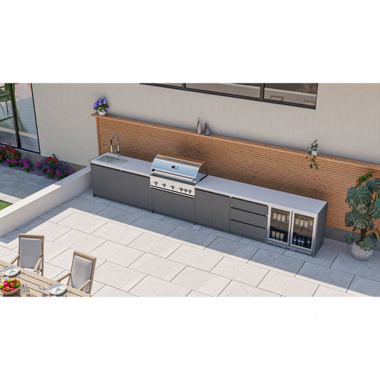 Whistler Fairford Grey Outdoor Kitchen with Burford 5-Burner BBQ | 4.5M