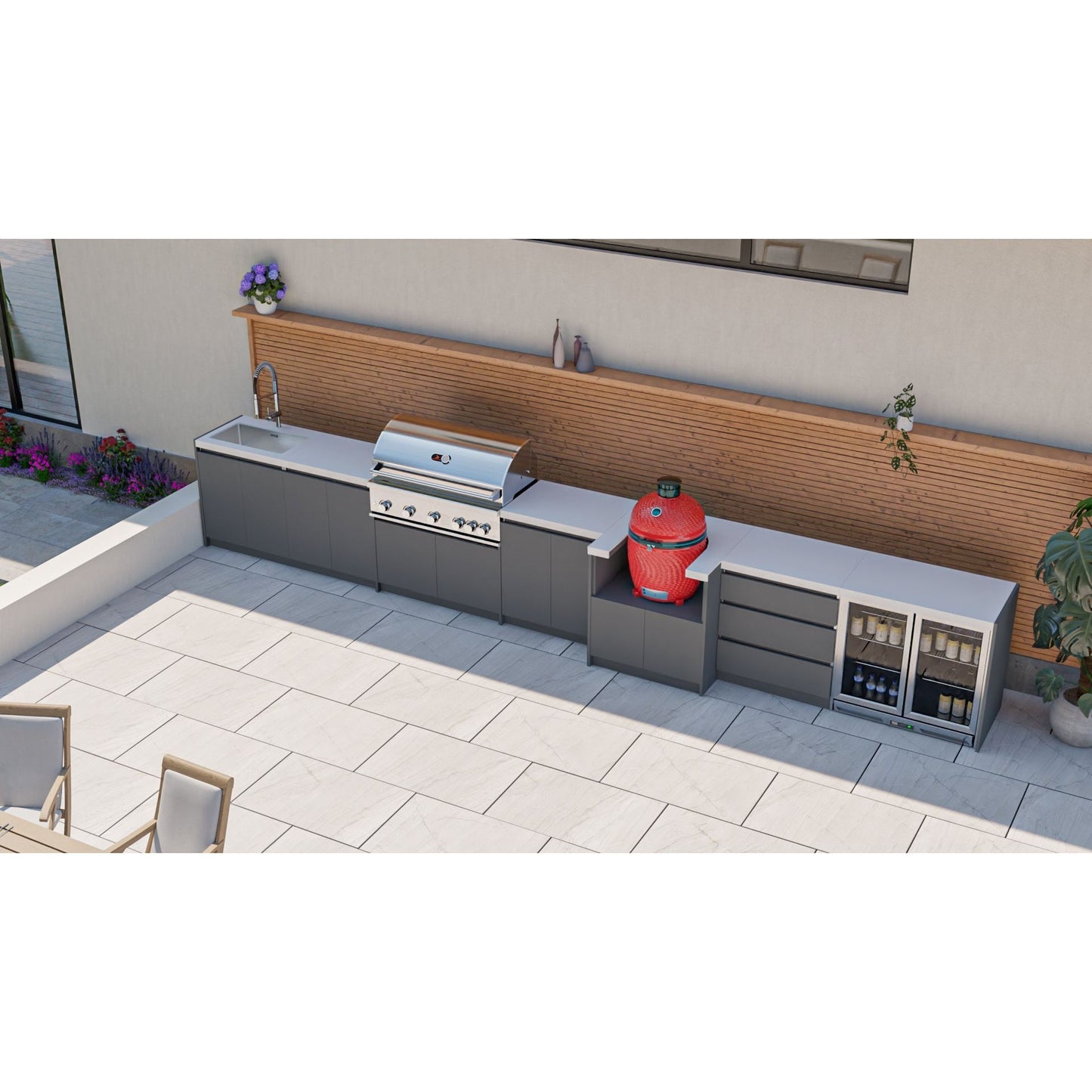 Whistler Fairford Grey Outdoor Kitchen with Burford 5-Burner BBQ | 6M