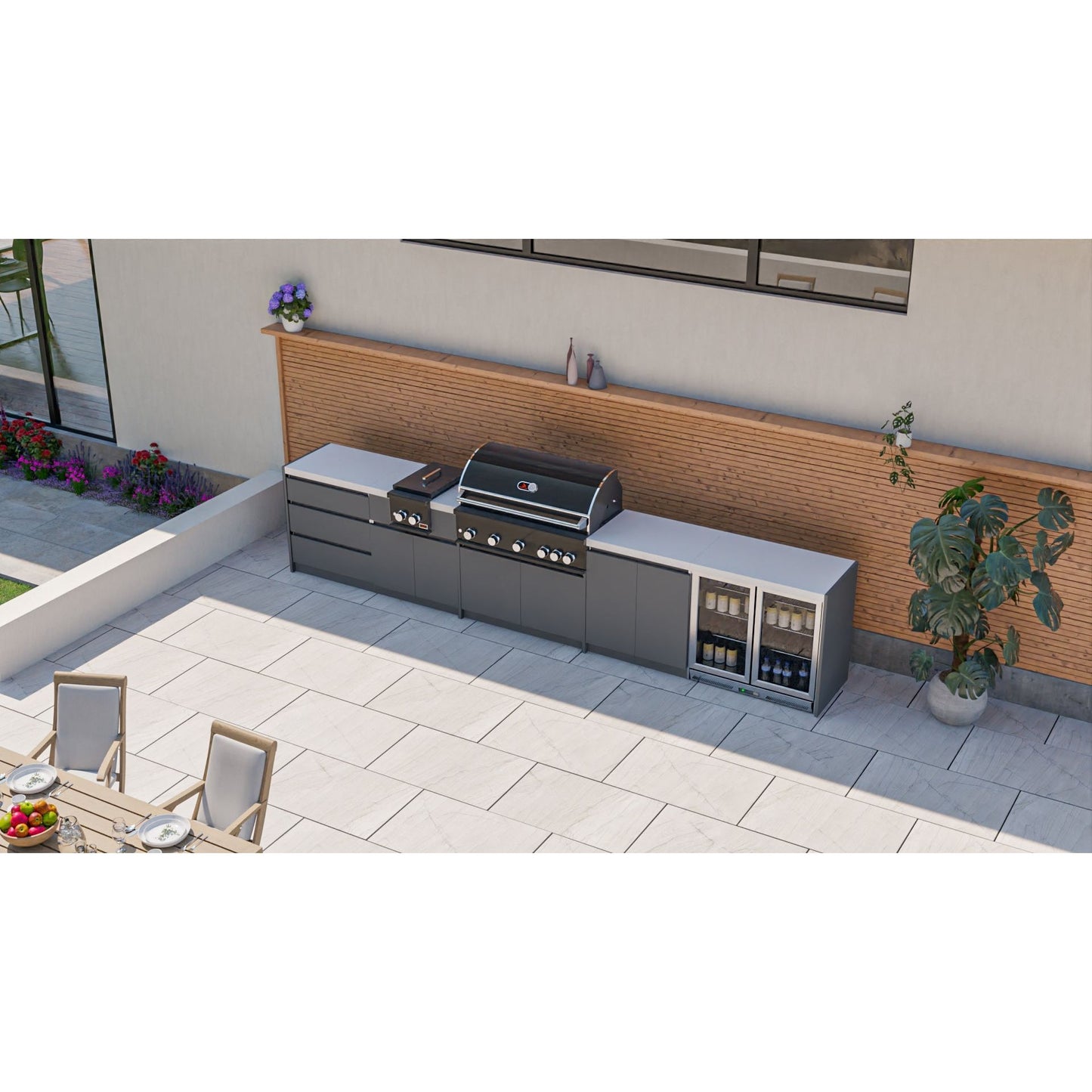 Whistler Fairford Black Outdoor Kitchen with Burford 5 Burner BBQ | 4.5 M
