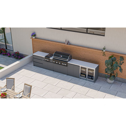 Whistler Fairford Black Outdoor Kitchen with Burford 5 Burner BBQ | 4.5 M