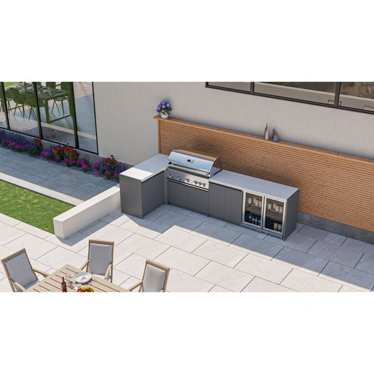 Whistler Fairford Grey Outdoor Kitchen with Burford 5-Burner BBQ | 3.6M X 1.5M