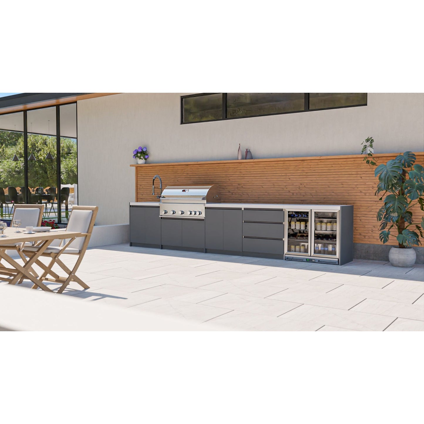 Whistler Fairford Grey Outdoor Kitchen with Burford 5-Burner BBQ | 4.5M