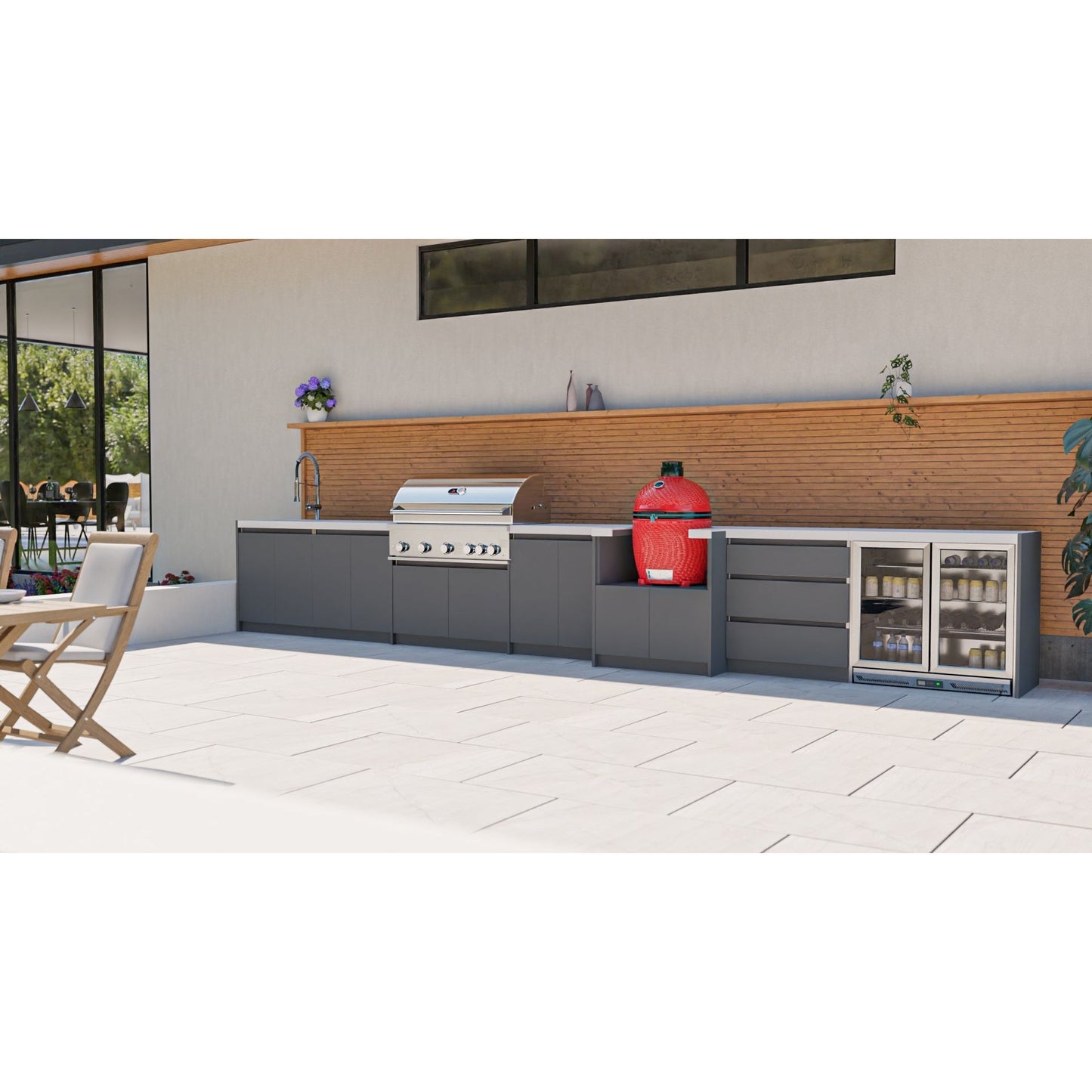 Whistler Fairford Grey Outdoor Kitchen with Burford 5-Burner BBQ | 6M
