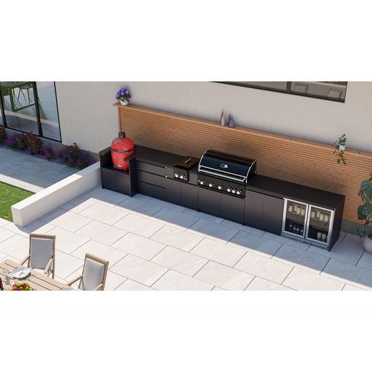 Whistler Fairford Black Outdoor Kitchen with Burford 5 Burner BBQ | 5.2m