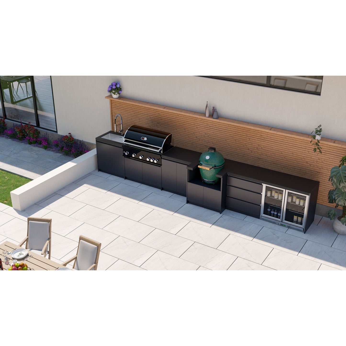 Whistler Fairford Black Outdoor Kitchen with Burford 5 Burner BBQ | 5.2M