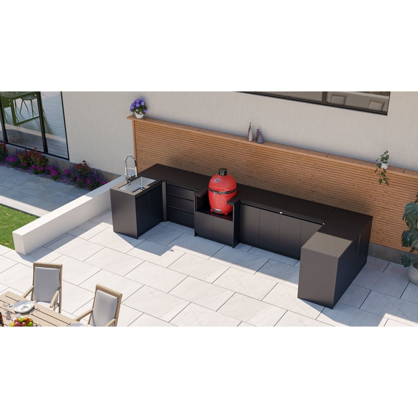 Whistler Fairford Black U-Shaped Outdoor Kitchen| 1.5m x 4.5mm x 1.6m