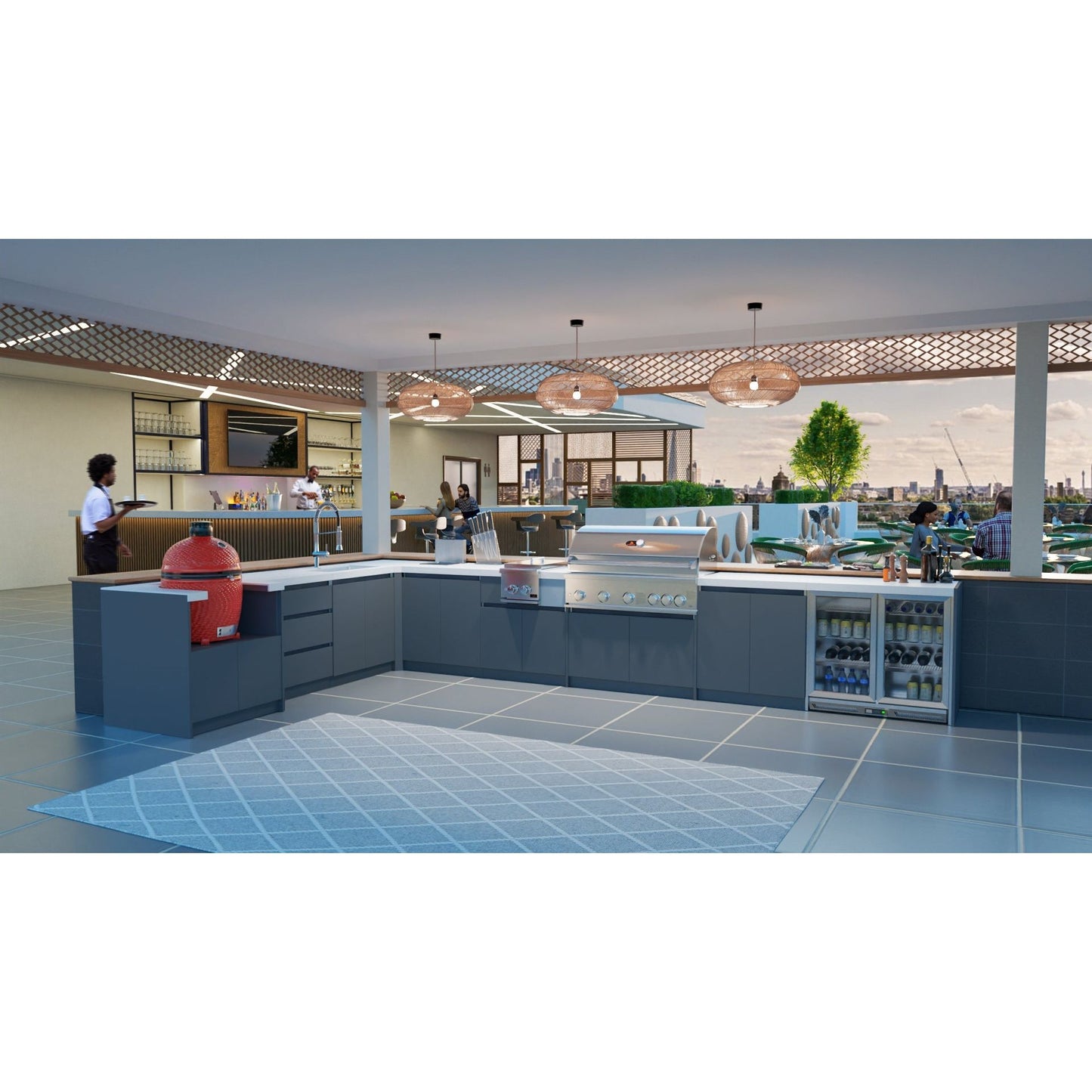 Whistler Fairford Grey Outdoor Kitchen with Burford 5-Burner BBQ | 3.1m x 5.1m