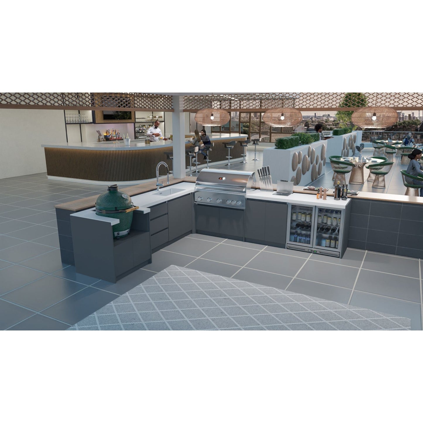Whistler Fairford Outdoor Kitchen with Burford 5-Burner BBQ | 3.2m x 3m