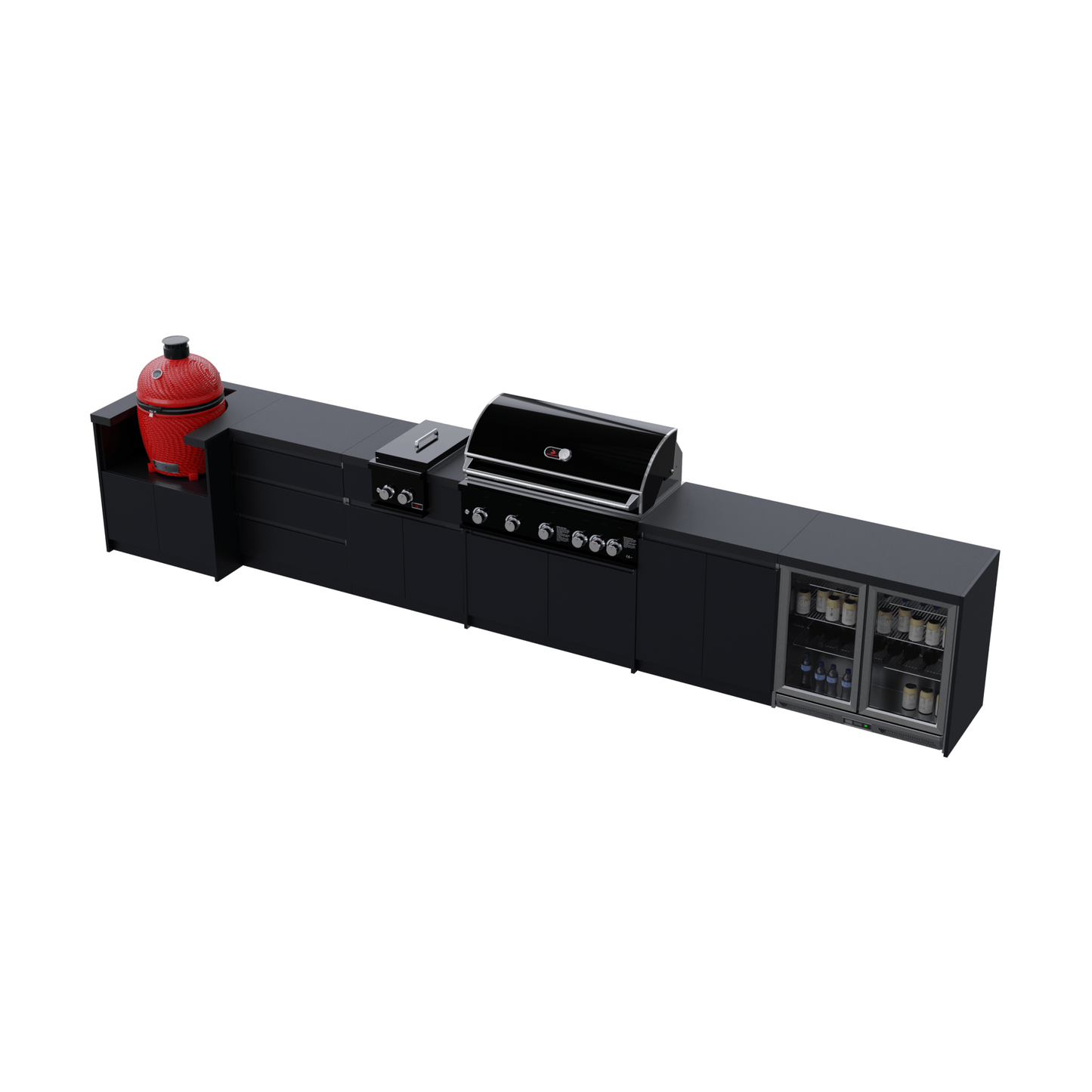 Whistler Fairford Black Outdoor Kitchen with Burford 5 Burner BBQ | 5.2m