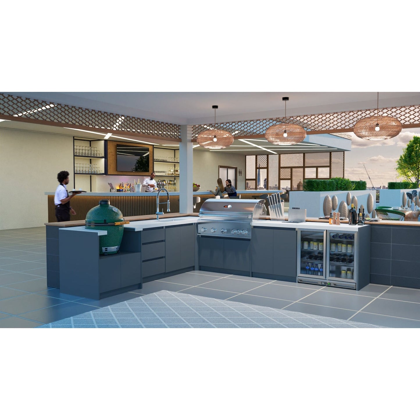 Whistler Fairford Outdoor Kitchen with Burford 5-Burner BBQ | 3.2m x 3m