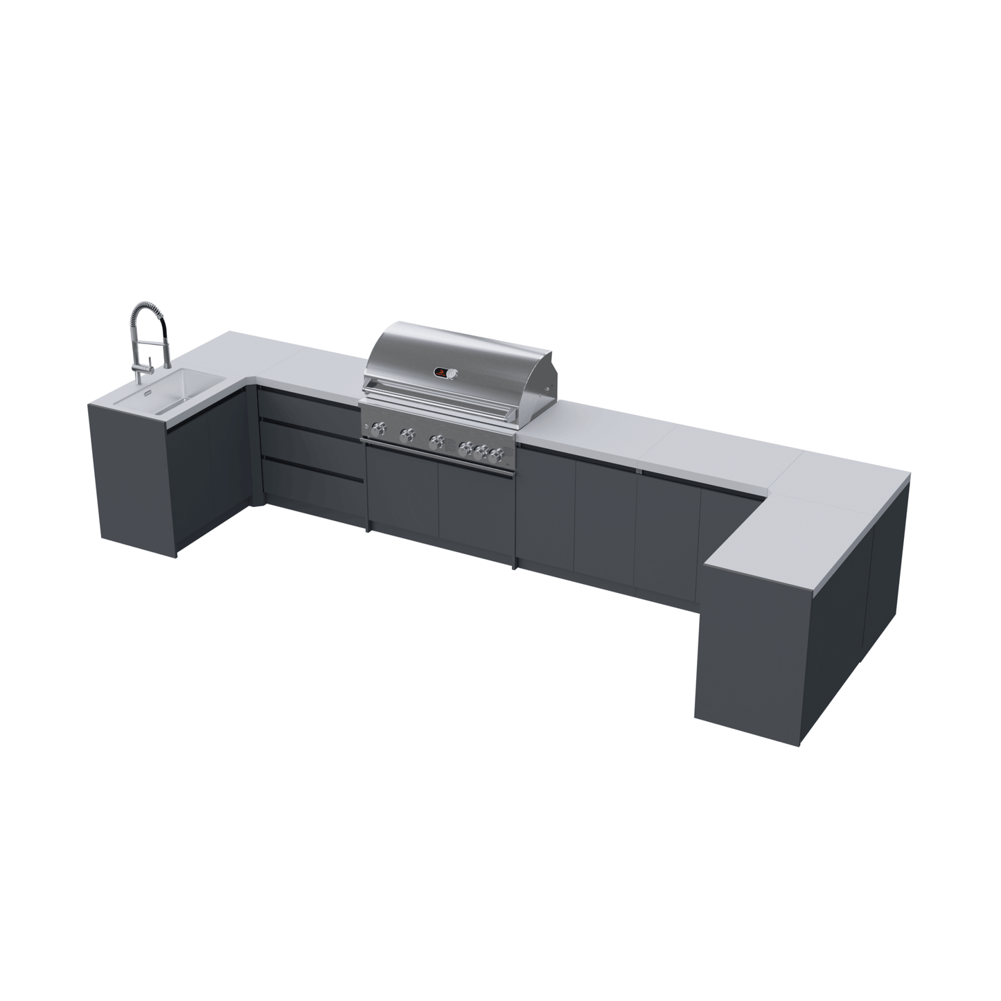 Whistler Fairford Outdoor Kitchen with Burford 5-Burner BBQ | 1.5m x 4.8m x 1.6m